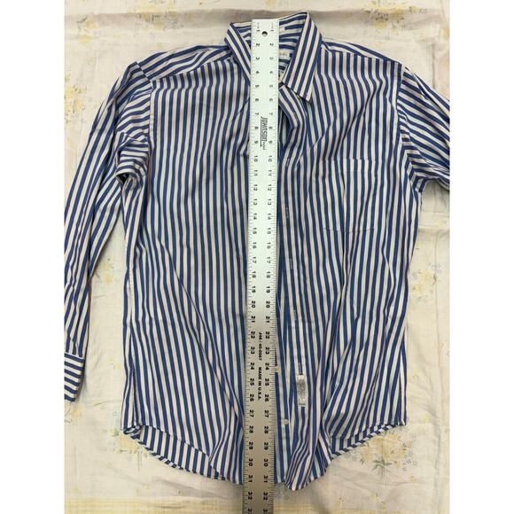Geoffrey Beene Men’s Dress Shirt 16 32/33 Blue White Stripe Button Down Collar - Picture 12 of 16